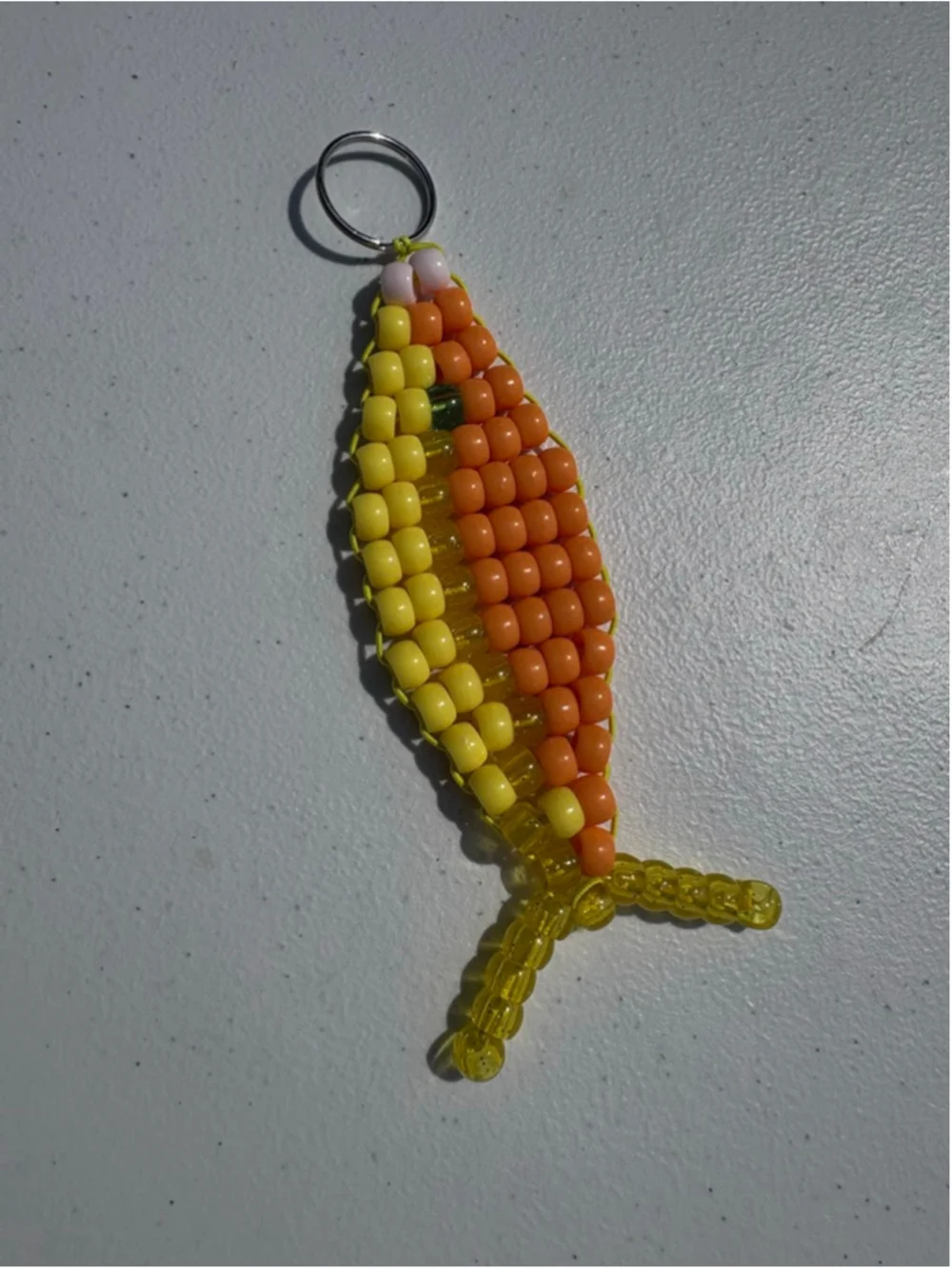 Pony bead Fish Keychain One Size Orange Yellow